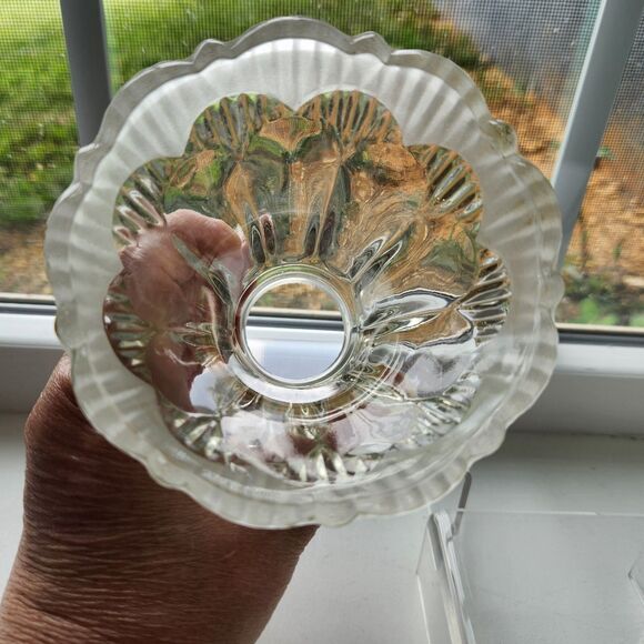 Set of 3 Glass Light Globes Shades Vintage Frosted Edge 80s Deco Pendant Ceiling - Picture 6 of 9